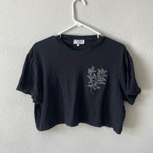 Hand Embroidered Black Crop Top